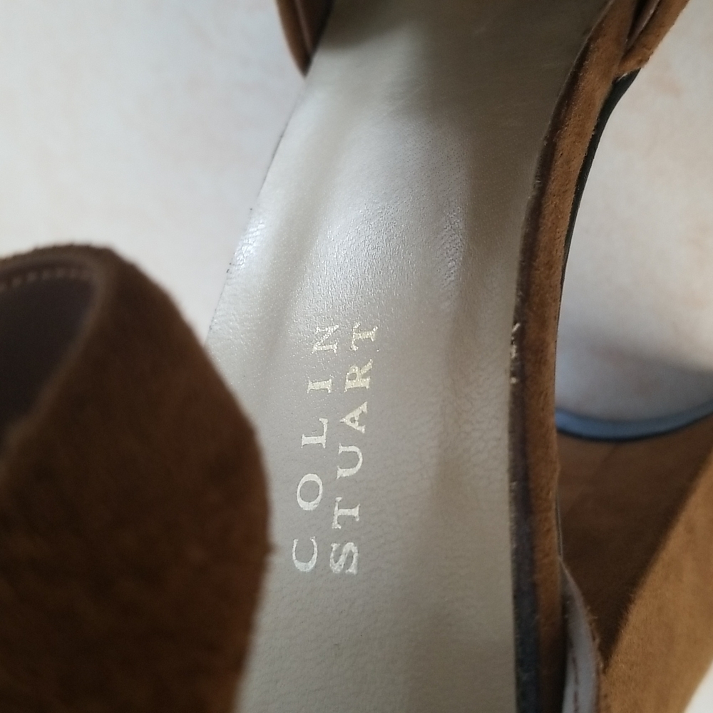 Colin Stuart Brown Suede Ankle Strap Block Heels NWOB Size 7.5 - Picture 12 of 13